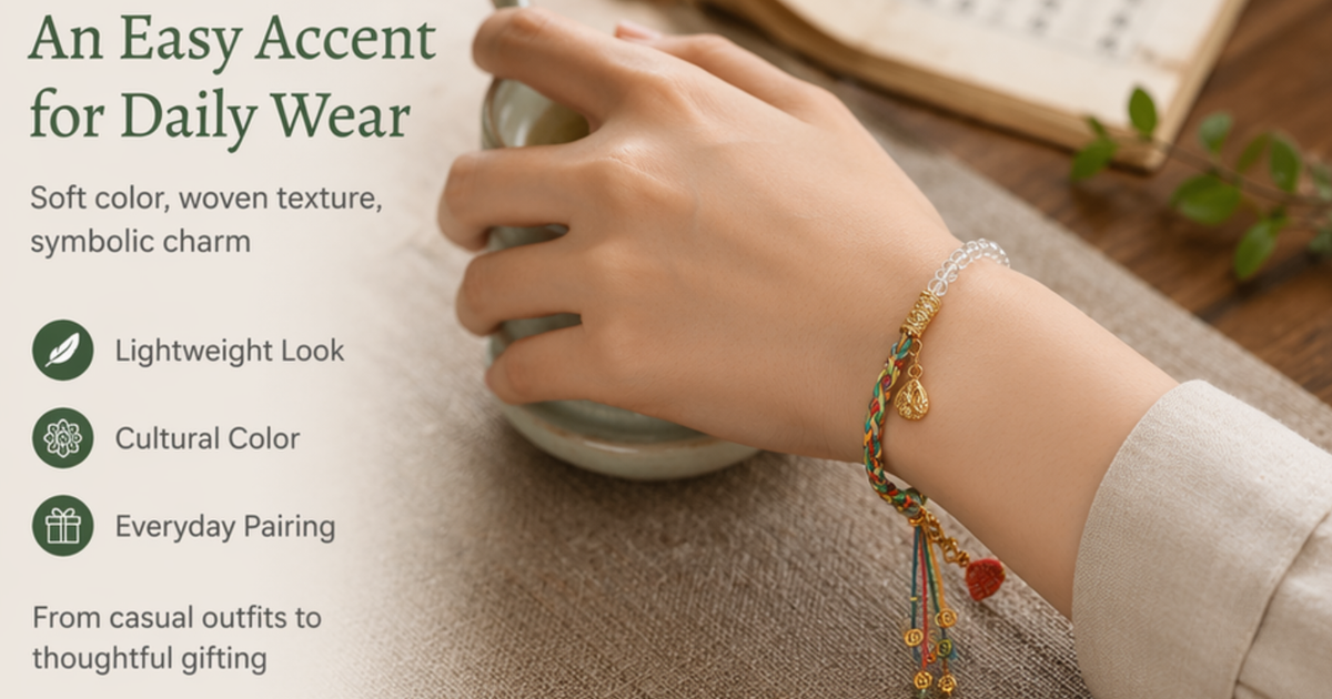 Five Blessings Woven Crystal Bracelet – Colorful Fortune Cord | Clear Quartz & Gold Gourd Charm | Wealth · Health · Peace