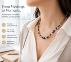 Blue & Gold Harmony Necklace – Natural Blue Kyanite & Yellow Citrine Beads | Light Luxury Everyday Elegance | Calm & Uplifting