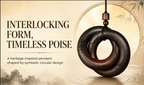 Interlocking Ebony Ring Pendant Necklace – Hand-Carved Double Circle | Taoist Eternity Symbol | Heritage Woodcraft Jewelry