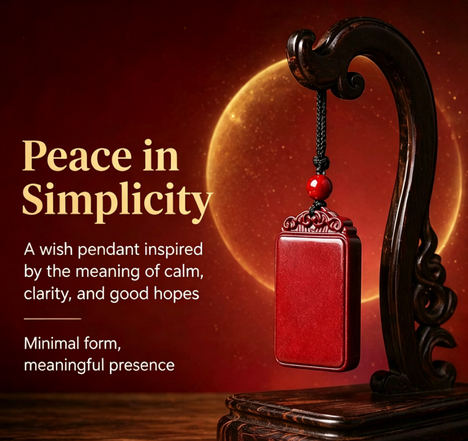 Cinnabar Wish Pendant — "Peace in Simplicity