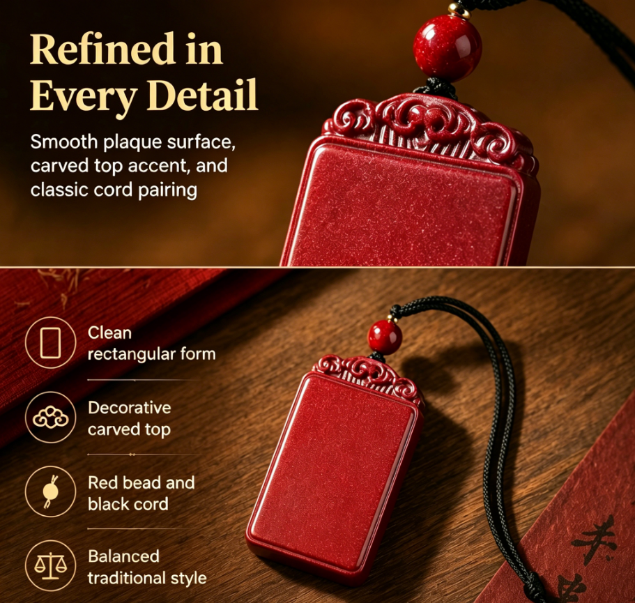 Cinnabar Wish Pendant — "Peace in Simplicity