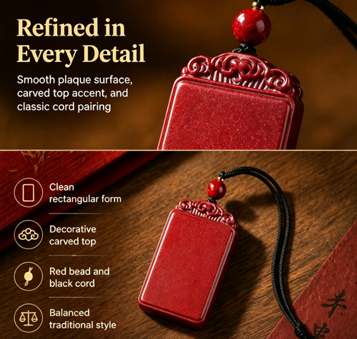 Cinnabar Wish Pendant — "Peace in Simplicity