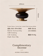 Ensemble porte-encens zen – Brûleur d'encens noir et or en laiton | Fumée pure, combustion nette | Décoration pour la méditation, le salon de thé et l'autel