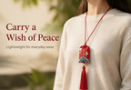 Hand-drawn-empowerment-Chinese Lucky Car Charm — Ping An Fu Safe Journey Blessing | Embroidered Red Tassel Rear View Mirror Pendant