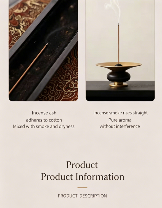 Zen Incense Holder Set – Black & Gold Brass Stick Burner | Pure Smoke, Clean Burn | Meditation, Tea Room & Altar Décor