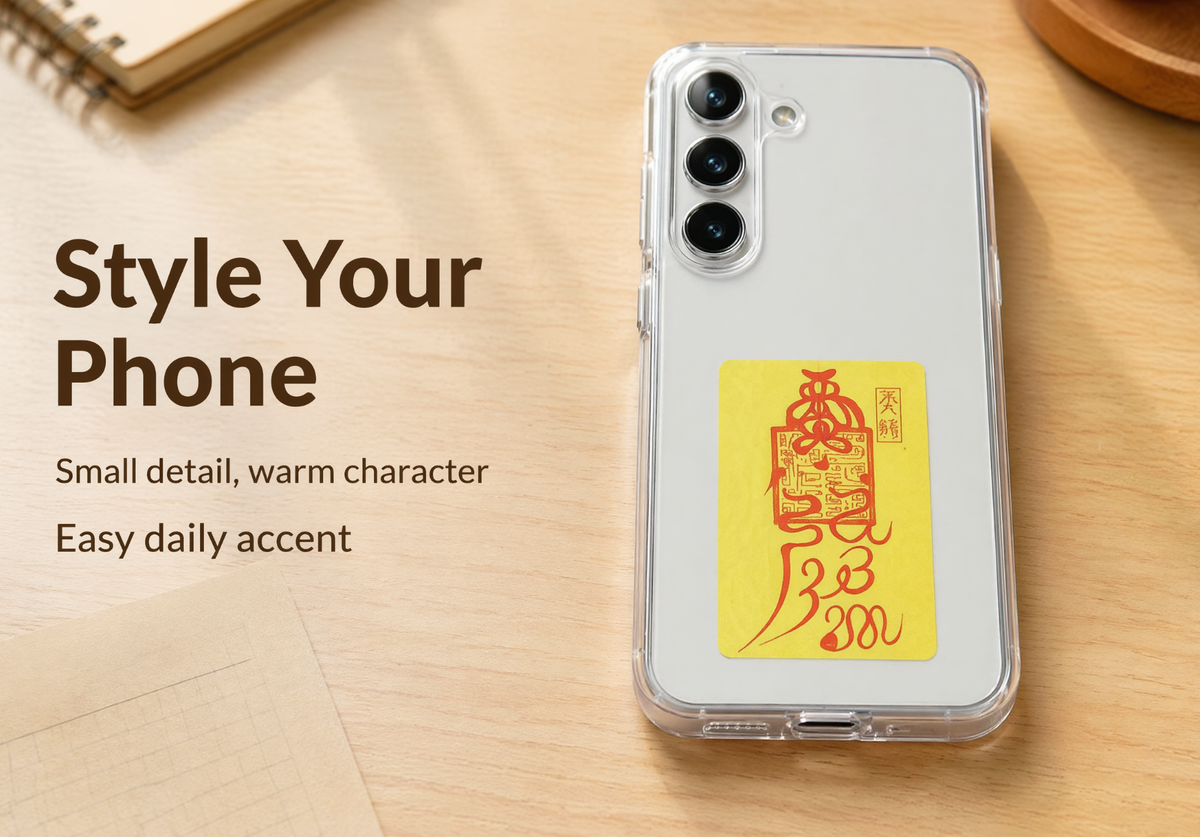 Hand-drawn-empowerment-Pocket Charm – Oriental Lucky Talisman Inspired by Eastern Art, Portable Good Luck Amulet for Protection, Peace, Positive Energy, Meaningful Gift