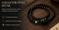 Black Sandalwood Double Wrap Bracelet – Carved Buddha Bead | Turquoise Accent | Grounding Protection Mala