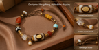 Three-Eyed Dzi Bead Bracelet – Tibetan Zaji Protection Talisman | Carnelian, Turquoise & Amber | Handwoven Sacred Jewelry