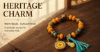 Tibetan Ushnisha Sitatapatra Bracelet – Beeswax Amber & Agarwood | Thangka Protection Coin | Turquoise Tassel Charm