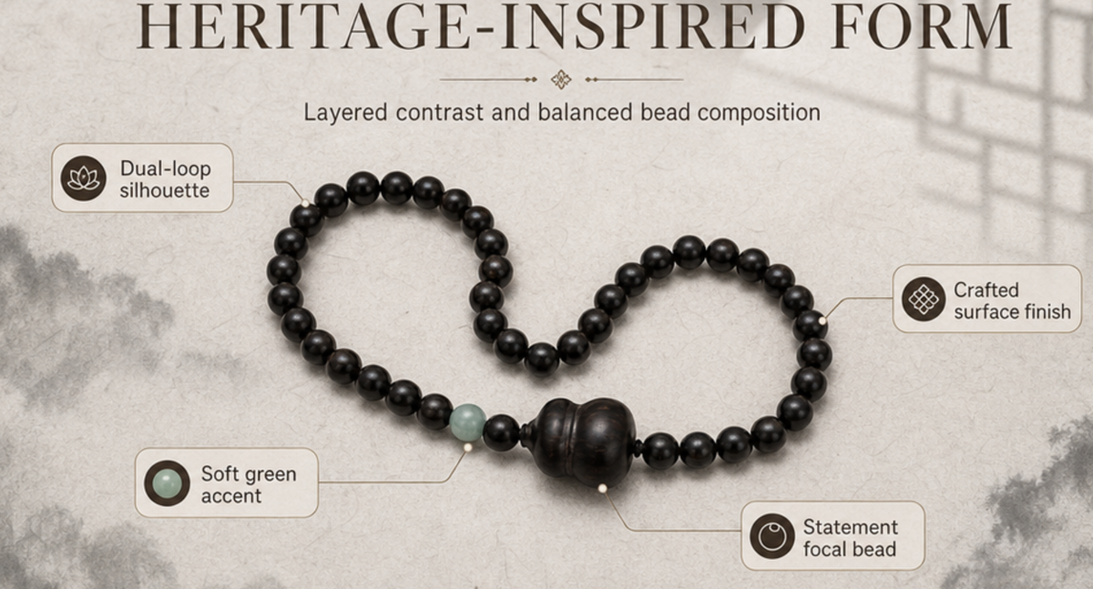 Black Sandalwood Double Wrap Bracelet – Carved Buddha Bead | Turquoise Accent | Grounding Protection Mala