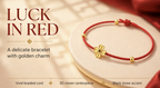 Red String Four-Leaf Clover Bracelet – Gold Lucky Charm | Traditional Protection Cord | Minimalist Fortune Jewelry | Everyday Wear