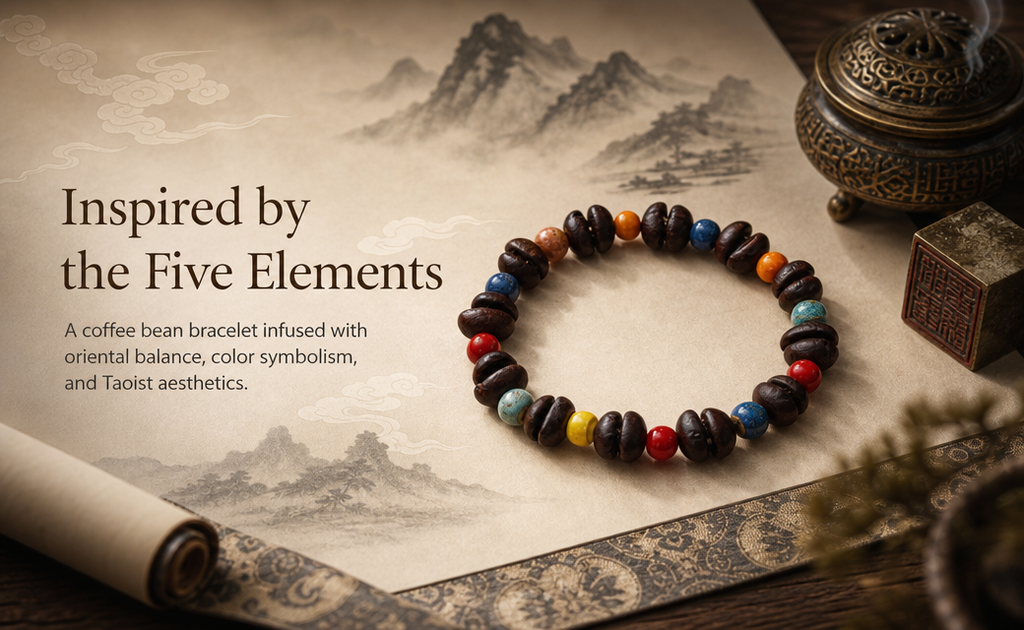 Bracelet de grains de café multicolore Cinq éléments