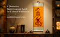 Hand-drawn-empowerment-Taoist Rain & Mountain Spirit Scroll – Saffron Hanging Wall Art | 5-Space Versatile Display | Entryway, Study, Tea Room, Meditation & Business