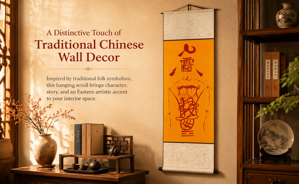 Hand-drawn-empowerment-aoist Thunder God Talisman Scroll – Hanging Wall Art | Saffron & Cinnabar Brushwork | Entryway, Study & Tea Room Décor