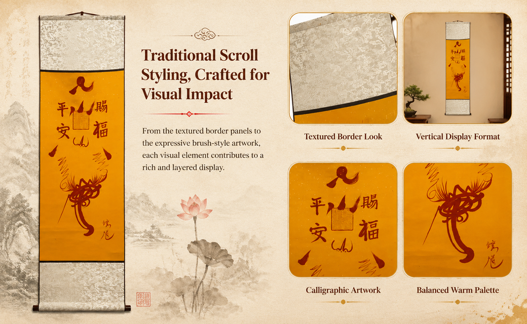 Hand-drawn-empowerment-Chinese Maoshan Taoist Peace Talisman Hanging Scroll