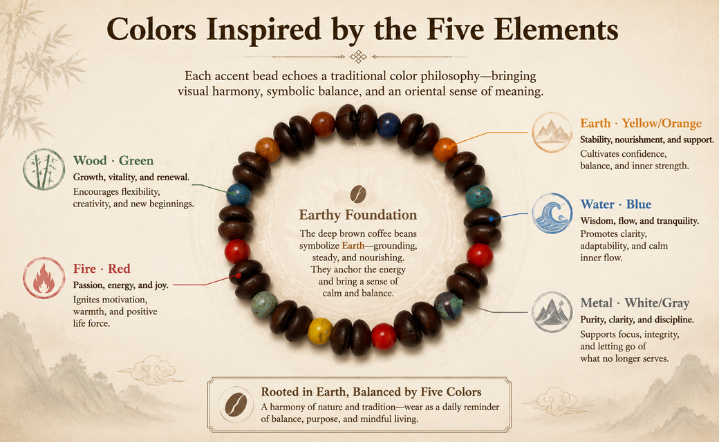 Five Elements Full-color Coffee Bean Bracelet