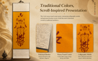 Hand-drawn-empowerment-Taoist Folk Talisman Scroll – Saffron & Cinnabar Hanging Wall Art | Traditional Chinese Folk Symbolism | Study, Tea Room & Living Space