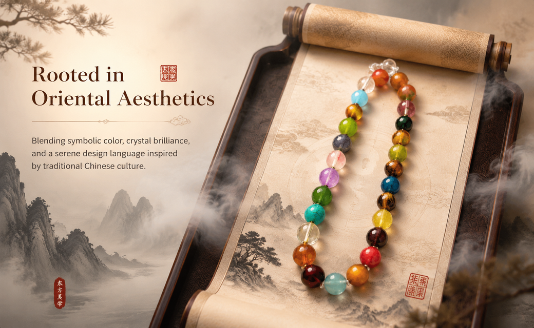 Five Elements Crystal Necklace – Natural Multi-Gemstone Beads | Chakra Balance & Feng Shui Jewelry | Handcrafted