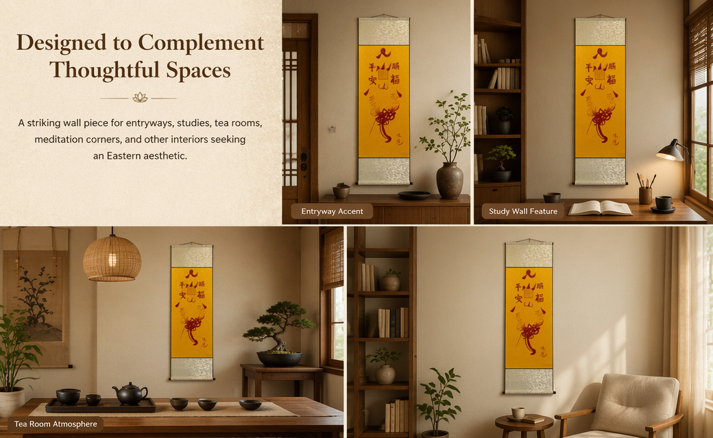 Hand-drawn-empowerment-Chinese Maoshan Taoist Peace Talisman Hanging Scroll
