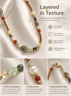Traditional Palette Gemstone Necklace – Natural Jade, Agate & Pearl Beads | Earth-Tone Cultural Jewelry | Poetic Everyday Wear
