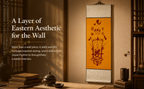 Hand-drawn-empowerment-Taoist Folk Talisman Scroll – Saffron & Cinnabar Hanging Wall Art | Traditional Chinese Folk Symbolism | Study, Tea Room & Living Space