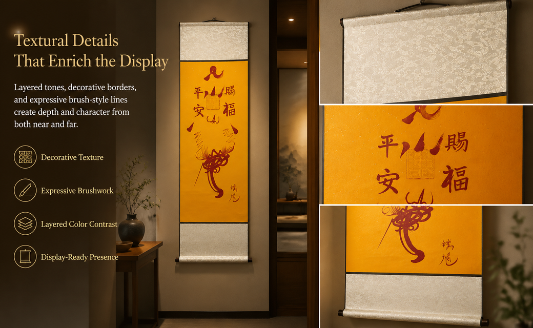 Hand-drawn-empowerment-Chinese Maoshan Taoist Peace Talisman Hanging Scroll
