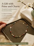 Traditional Palette Gemstone Necklace – Natural Jade, Agate & Pearl Beads | Earth-Tone Cultural Jewelry | Poetic Everyday Wear
