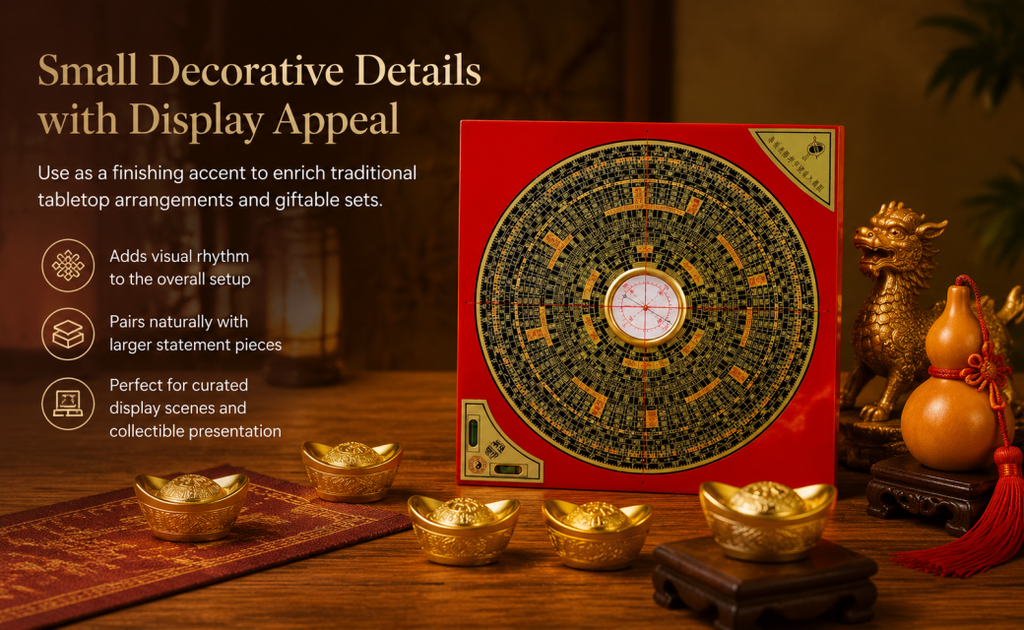 Traditional Chinese Luopan Feng Shui Compass – Decorative & Functional | Study, Entryway & Display Accent | Oriental Home Décor